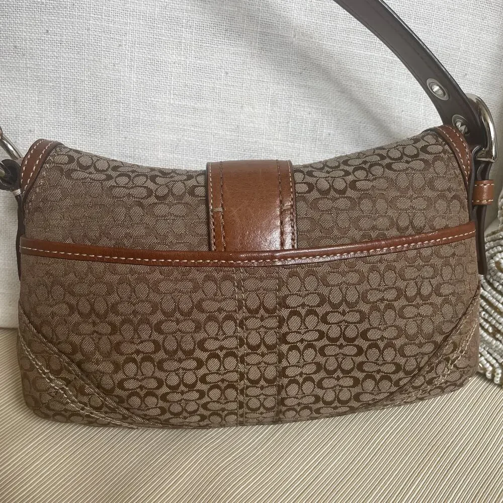Rare Coach Soho Mini Brown Signature Flap Bag | 12303 Jacquard & Leather Y2K